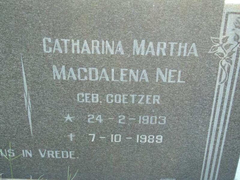NEL Catharina Martha Magdalena nee COETZER 1903-1989
