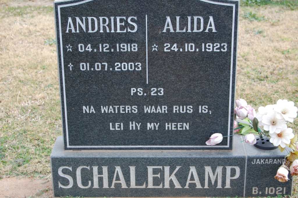 SCHALEKAMP Andries 1918-2003 & Alida 1923-