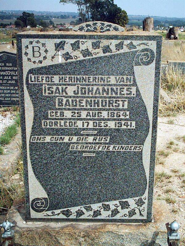 BADENHORST Isak Johannes 1864-1941