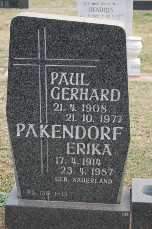 PAKENDORF Paul Gerhard 1908-1977 & Erika SAUERLAND 1914-1987