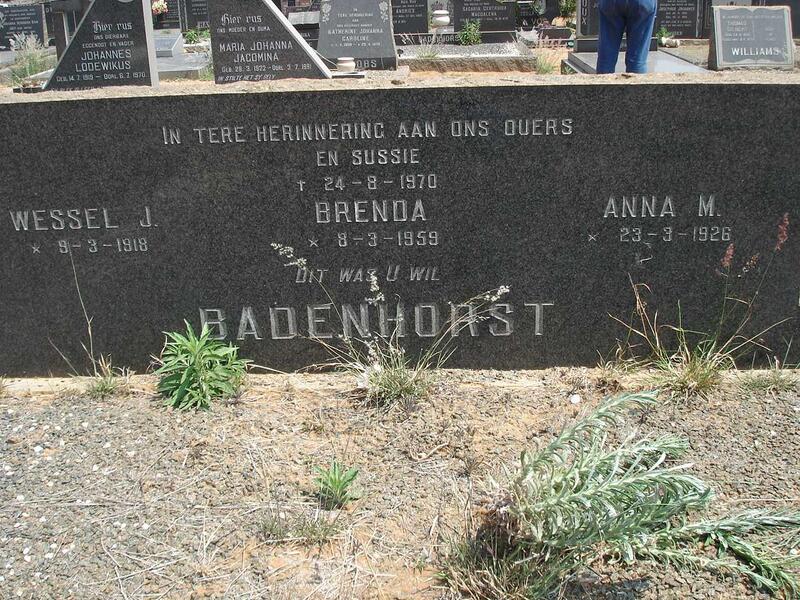 BADENHORST Wessel J.1918- & Anna M. 1926- :: BADENHORST Brenda 1959-1970