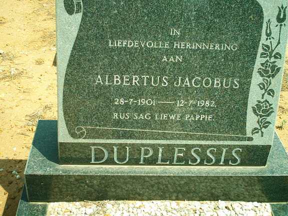 PLESSIS Albertus Jacobus, du 1901-1982