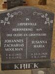 KRIEK Johannes Zacharias Moolman 1922-1972 & Susanna Maria 1920-1995