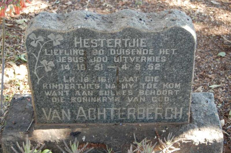 ACHTERBERGH Hestertjie, van 1951-1952