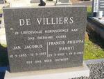 VILLIERS Jan Jacobus, de 1893-1977 & Francis Philippa 1901-1985