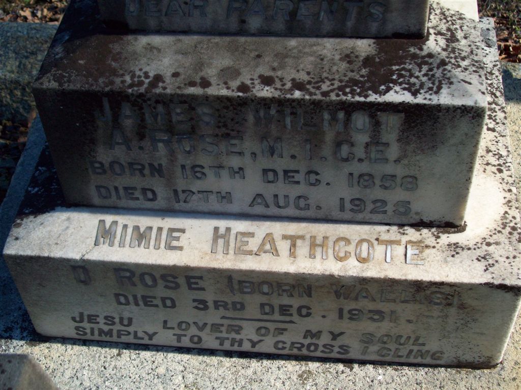 ROSE James Wilmot A.1858-1925 & Mimie Heathcote D. WALLIS -1931