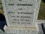 SLOTEGRAAF Kitty nee DU PLESSIS 1908-1991
