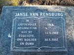 RENSBURG Ina, Janse van 1942-2002