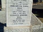 ROUX Margaretha Maria 1904-1953 :: ROUX Elizabeth Hendrina 1898-1985