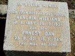 WILLIAMS Hendrik 1897-1931 :: WILLIAMS Ernest Dan 1931-1947