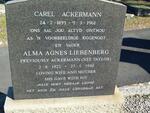 ACKERMANN Carel 1899-1961 :: LEIBENBERG Alma Agnes previously ACKERMANN nee TAYLOR 1922-1996