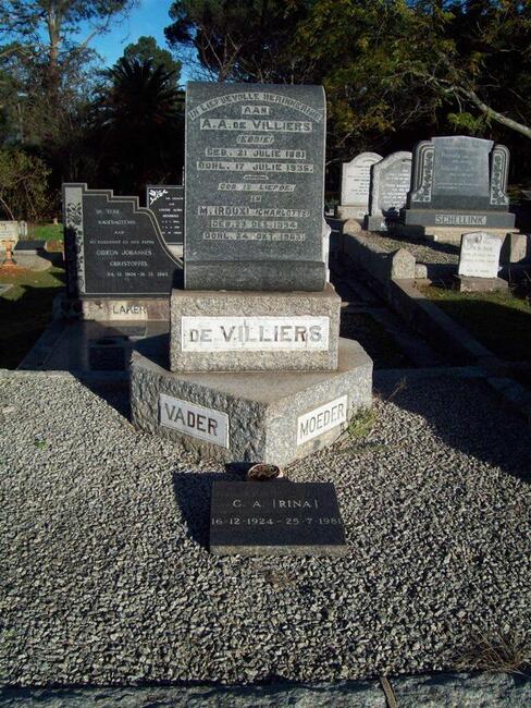 VILLIERS A.A., de 1881-1936 & M. ROUX 1894-1963 :: DE VILLIERS C.A. 1924-1981_1