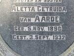 AARDE Aletta Gertruida, van 1896-1932