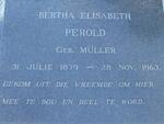 PEROLD Bertha Elisabeth nee MULLER 1879-1963