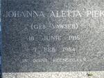 PIEK Johanna Aletta nee VAWSER 1916-1964
