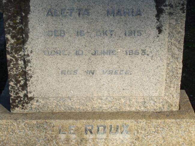 ROUX Aletta Maria, le 1915-1953