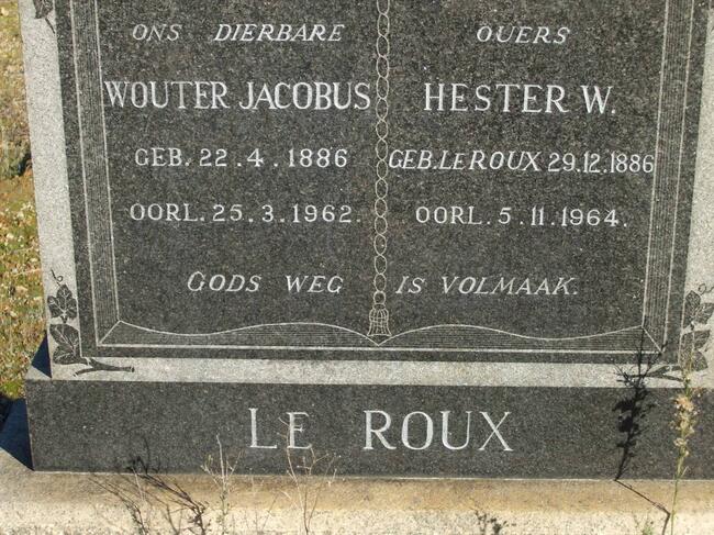 ROUX Wouter Jacobus, le 1886-1962 & Hester W. LE ROUX 1886-1964