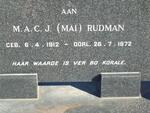 RUDMAN M.A.C.J. 1912-1972