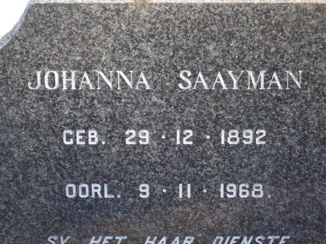 SAAYMAN Johanna 1892-1968