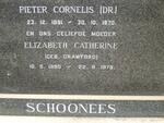 SCHOONEES Pieter Cornelis 1891-1970 & Elizabeth Catharine CRAWFORD 1890-1979