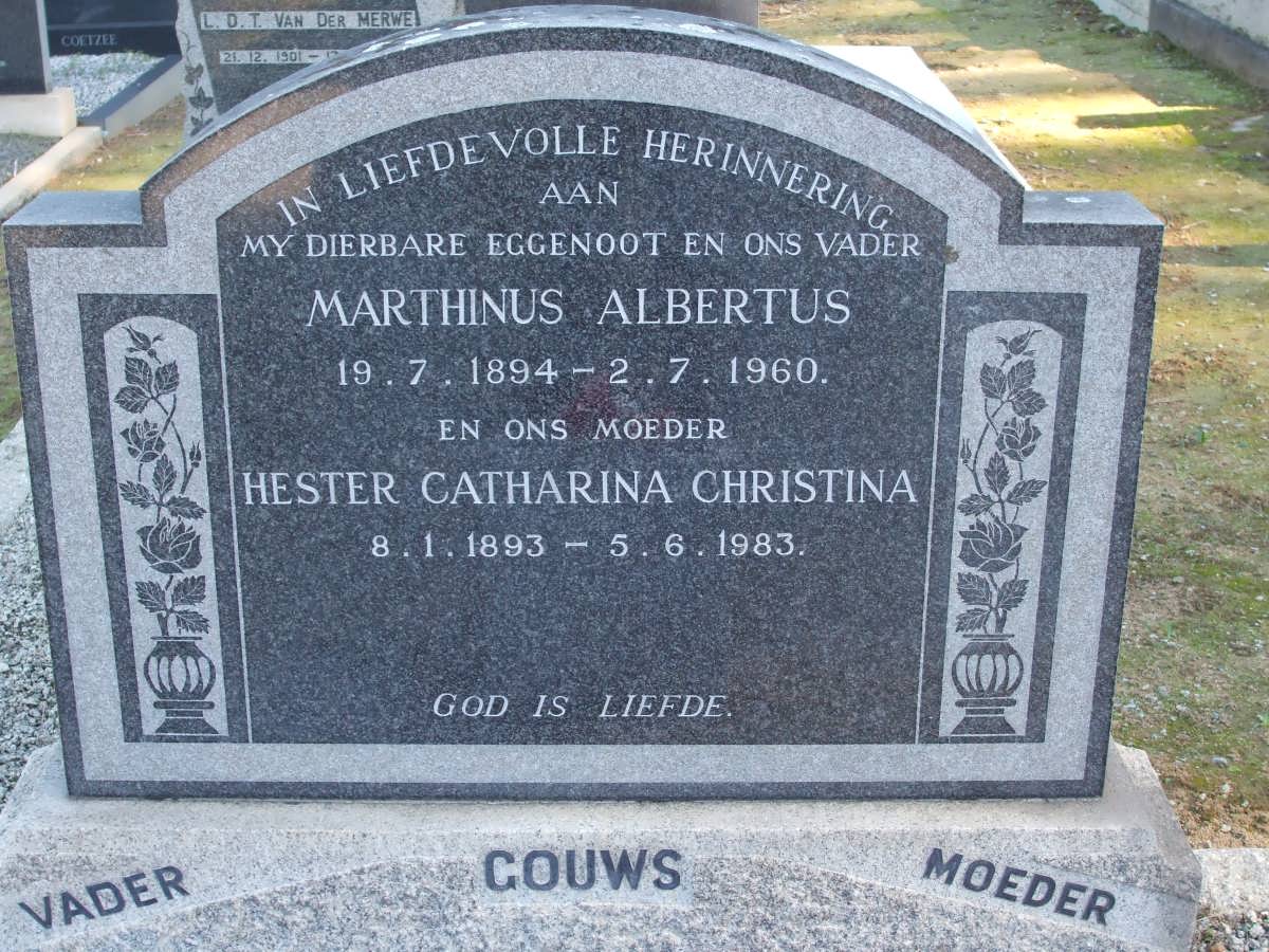 GOUWS Marthinus Albertus 1894-1960 & Hester Catharina Christina 1893-1983