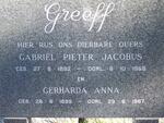 GREEFF Gabriel Pieter Jacobus 1892-1968 & Gerharda Anna 1899-1967