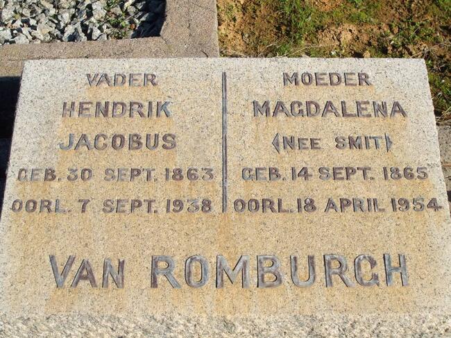 ROMBURGH Hendrik Jacobus, van 1863-1938 & Magdalena SMIT 1865-1954