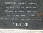 VENTER Christoffel Jacobus Andries 1912-1964 & Susanna Wilhelmina VOS 1915-1981 :: VENTER Maretha 1943-2004