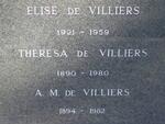 VILLIERS Elise, de 1921-1959 :: DE VILLIERS Theresa 1890-1980 :: DE VILLERS A.M. 1894-1982