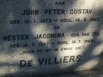VILLIERS John Petrus Gustav, de 1873-1962 & Hester Jacomina VAN ZYL 1887-1964