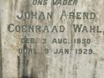 WAHL Johan Arend Coenraad 1850-1929