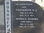 BOSHOFF Frederick H.A. 1906-1967 & Monica Debora GENIS 1913-2002