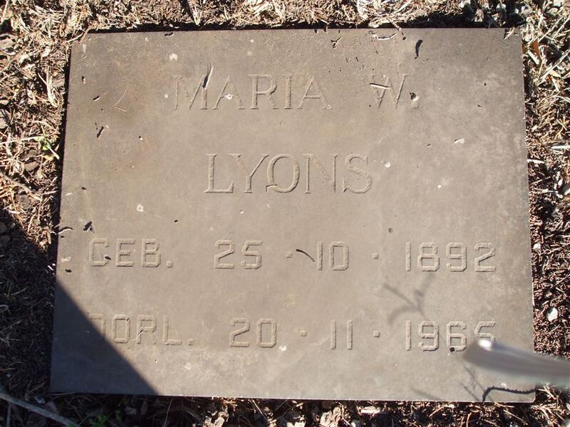 LYONS Maria W. 1892-1965