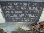 McDONALD Archie 1899-1971 & Hazel E. 1896-1968