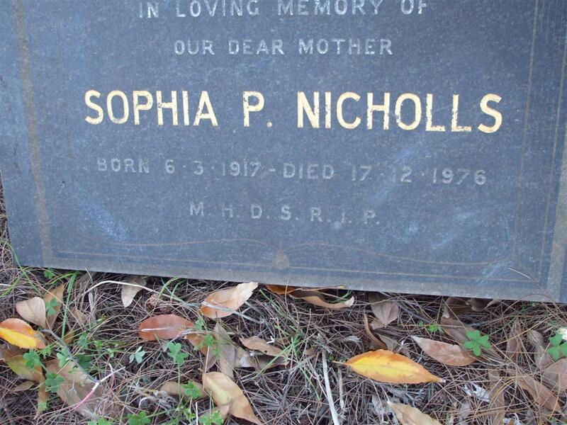 NICHOLLS Sophia P. 1917-1976