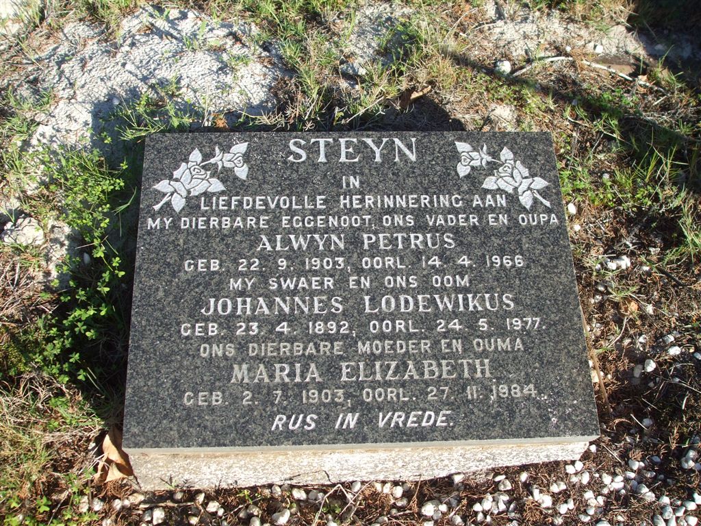STEYN Alwyn Petrus 1903-1966 & Maria Elizabeth 1903-1984