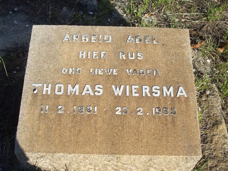 WIERSMA Thomas 1881-1965
