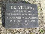 VILLIERS M.M., de nee ZAAYMAN 1907-1988