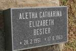BESTER Aletha Catharina Elizabeth 1951-1968
