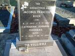 VILLIERS Jacobus Francois Roux, de 1910-1992 & Catharina Johanna Frederika 1920-1994