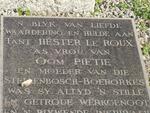 ROUX Petrus Jacobus, le 1882-1980 & Hester Helena BURGER 1881-1957