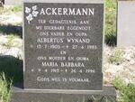 ACKERMANN  Albertus Wynand 1903-1983 & Maria Barbara 1915-1996
