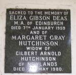 DEAS Eliza Gibson -1959 :: HUTCHINSON Margaret Gray -1980