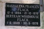 FLACK Bertram Woodhouse 1889-1979 & Magdalena Frances 1894-1978
