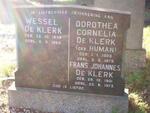 KLERK Frans Johannes, de 1901-1973 & Dorothea Cornelia HUMAN 1903-1973 :: DE KLERK Wessel 1938-1963