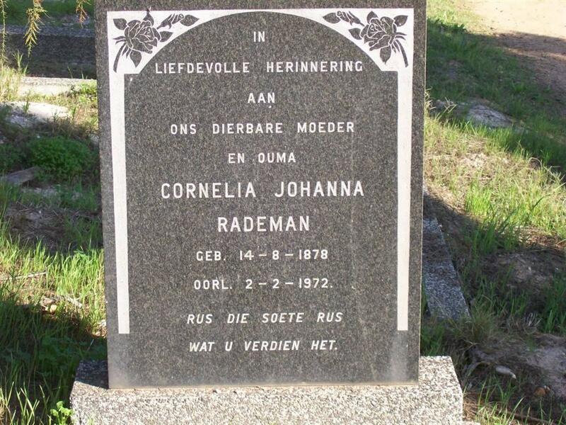 RADEMAN Cornelia Johanna 1878-1972