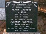ROUX Henry Jacobus, le  -1969 :: LE ROUX  Johanna Susanna RALL -1970