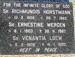 HORSTMANN Richmundis 1906-1963 :: WERGEN Ernestine 1903-1987 :: LOEW Venantia 1906-1992