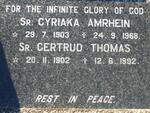 AMRHEIN Cyriaka 1903-1968 :: THOMAS Gertrud 1902-1992