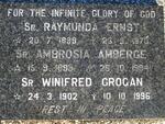 ERNST Raymunda 1898-1970 :: AMBERGE Ambrosia 1899-1994 :: GROGAN Winifred 1902-1996